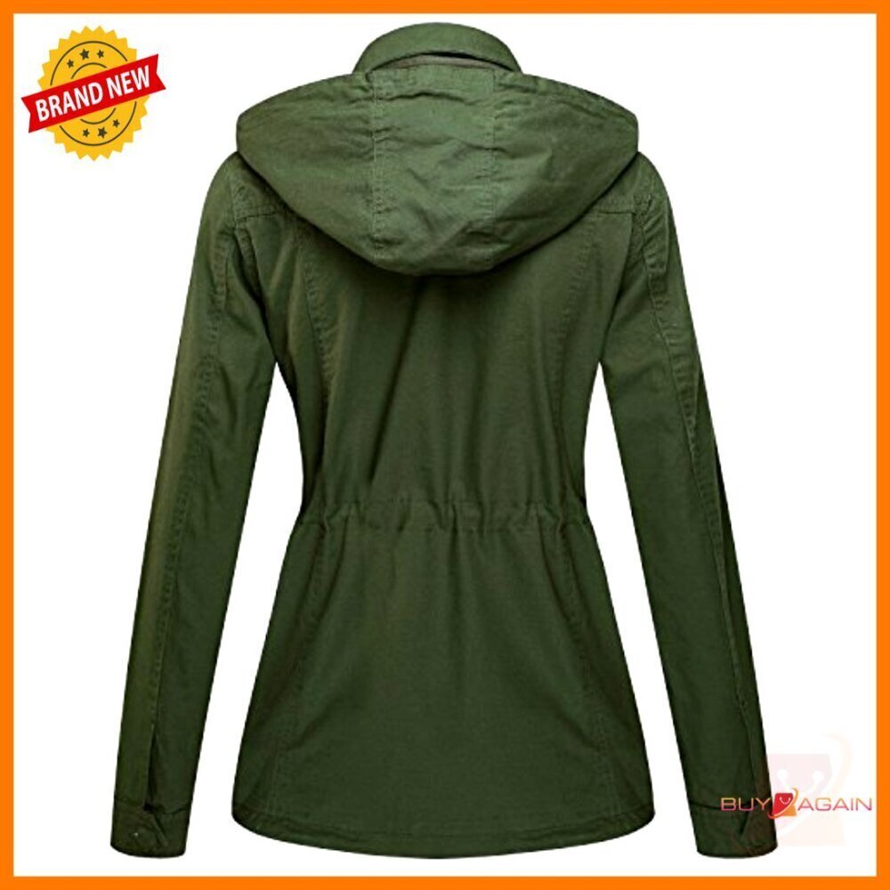 Lightweight Cotton Anorak Jacket Military Style Hooded Casual Chic Oversized Fit - Picture 3 of 7